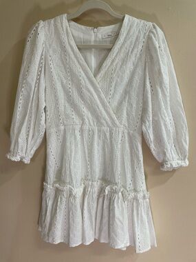 Karlie White Eyelet Wrap Mini Dress Women’s Size S